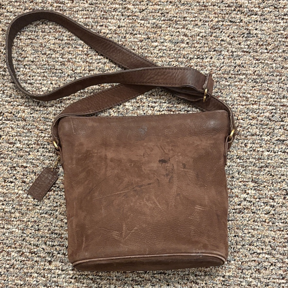 Coach Brown suede bucket crossbody bag with adjustable strap - Picture 2 of 9